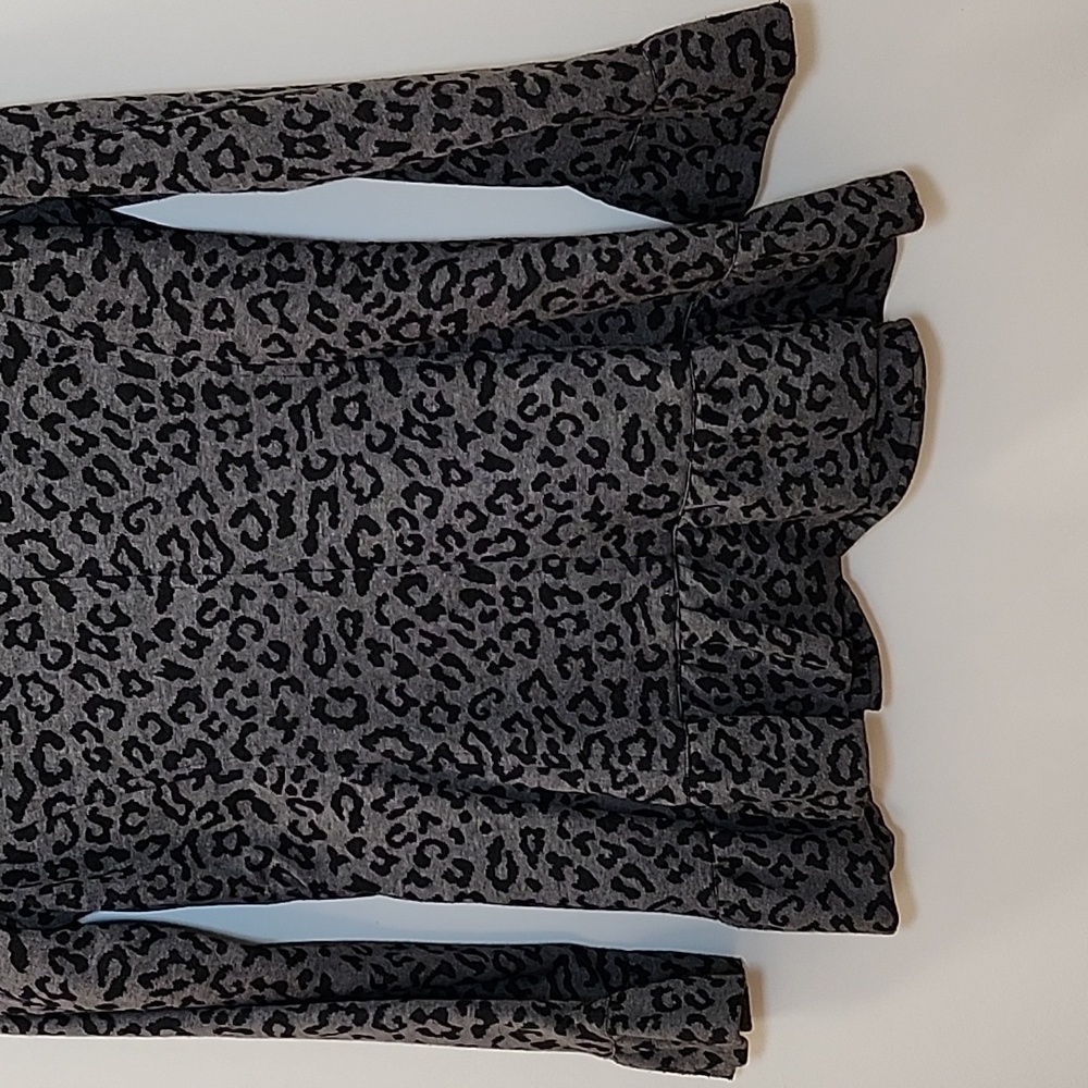 Sandro Studio Black Grey Leopard Print Ruffle Front Belted Blazer Size Small - Picture 12 of 16